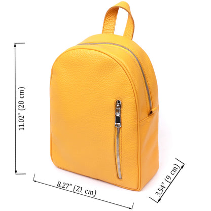 Bright Yellow Leather Women's Backpack SHVIGEL 16321 - Handmade in Ukraine