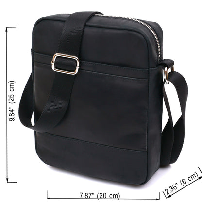 Vintage Men’s Shoulder Bag SHVIGEL 16331 Black Genuine Leather, Ukraine Made