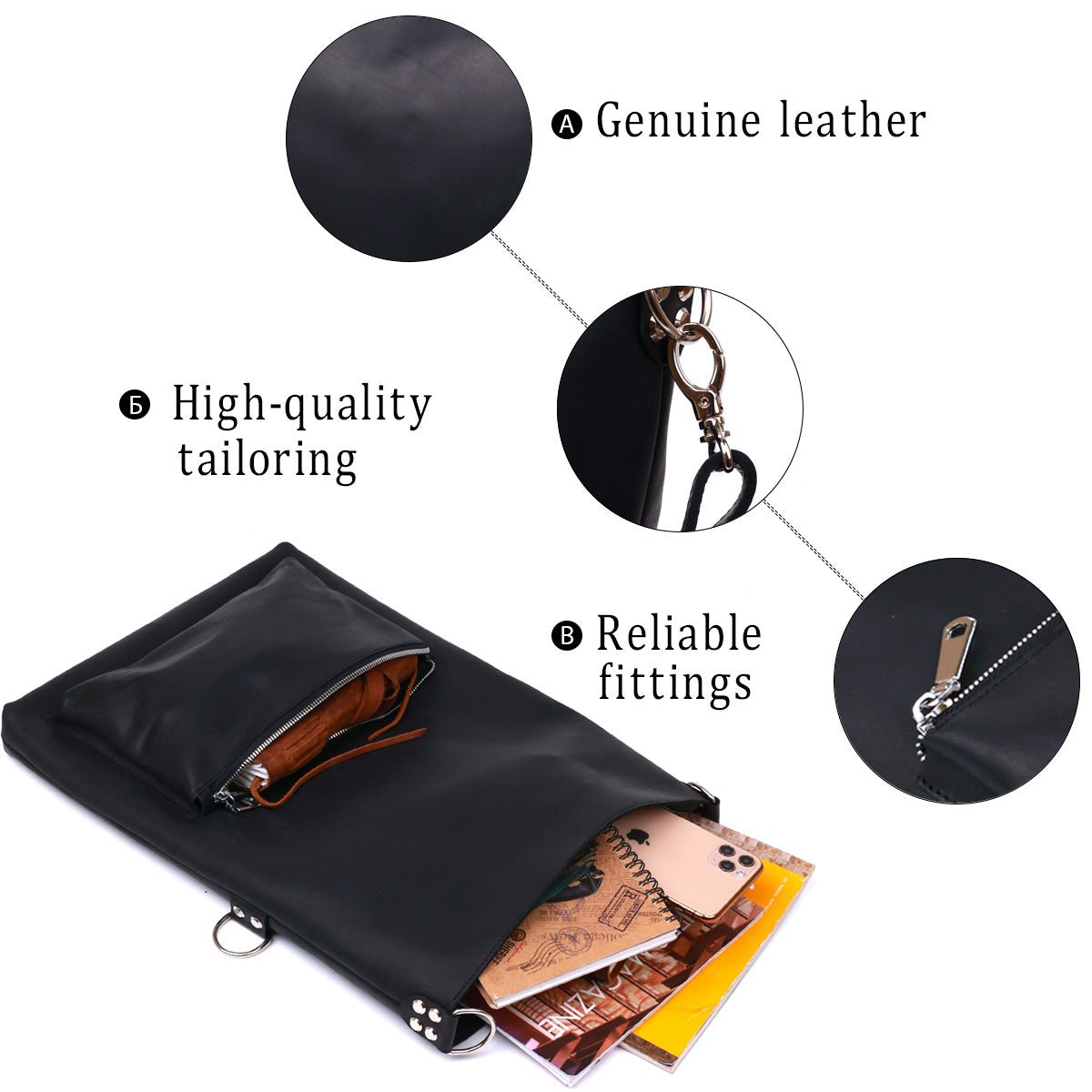 Stylish Vintage Women's Bag SHVIGEL 16338 Black Natural Leather Premium Quality