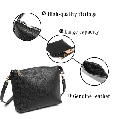 Women's Crossbody Bag SHVIGEL 16341 Black Leather - Stylish Natural Skin Design
