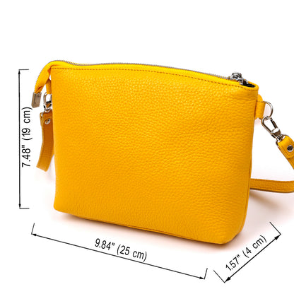 Women's Crossbody Bag SHVIGEL 16344 in Yellow Natural Leather - Made in Ukraine