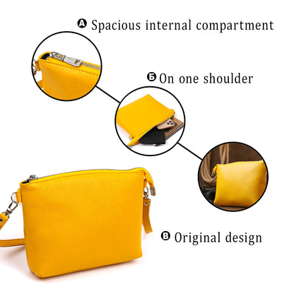 Women's Crossbody Bag SHVIGEL 16344 in Yellow Natural Leather - Made in Ukraine