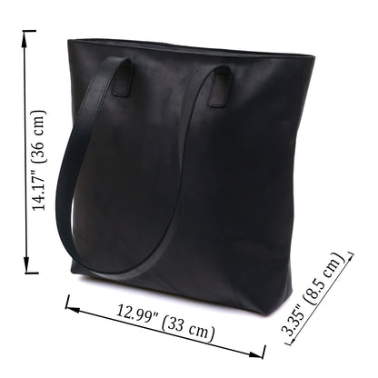 Vintage Leather Handbag SHVIGEL 16347 Black Ukrainian Natural Leather Material
