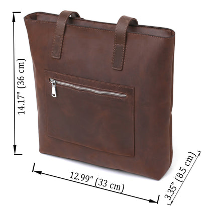 Vintage Women's Leather Shopper Bag SHVIGEL 16349 Brown Natural Leather