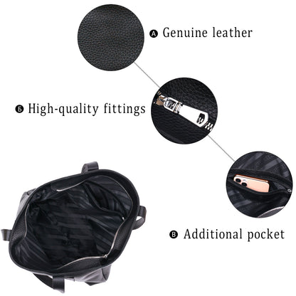 Leather Universal Women's Bag SHVIGEL 16354 Black - Natural Leather, Ukrainian Craftsmanship