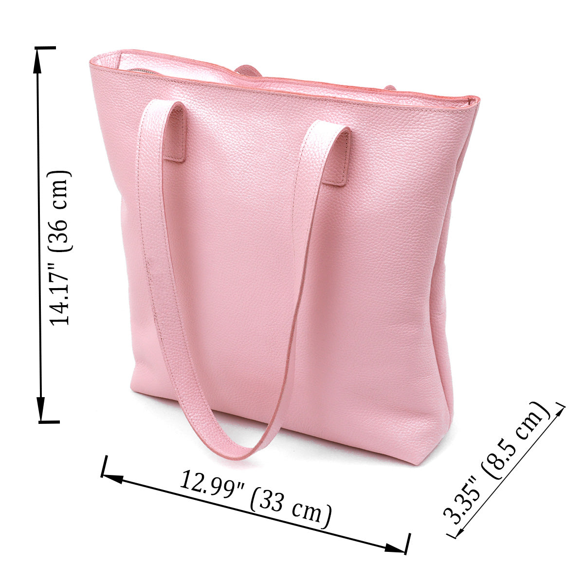 Spacious SHVIGEL Women's Leather Shopper Bag 16356 Pink Made in Ukraine