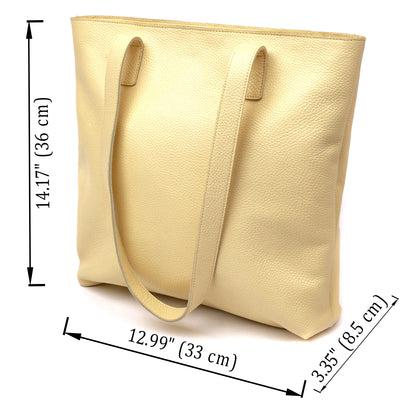 Bright SHVIGEL Lemon Yellow Leather Shopper Bag 16359 - Made in Ukraine