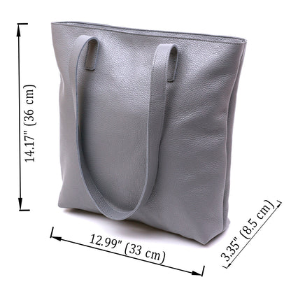 Leather Women's Shopper Bag SHVIGEL 16360 Grey Made in Ukraine Natural Leather
