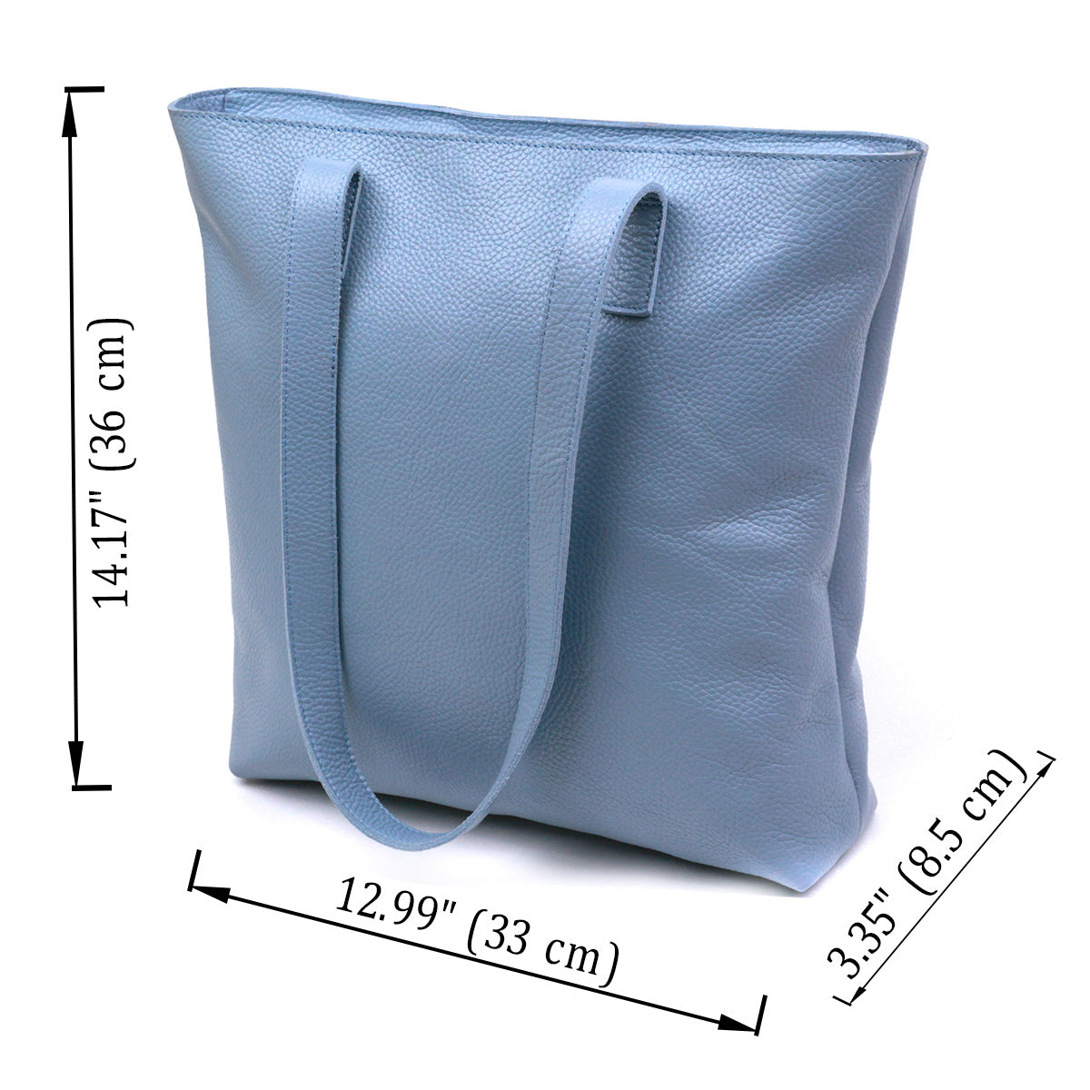 Contemporary Women's Shopper Bag SHVIGEL 16361 Light Blue Genuine Leather
