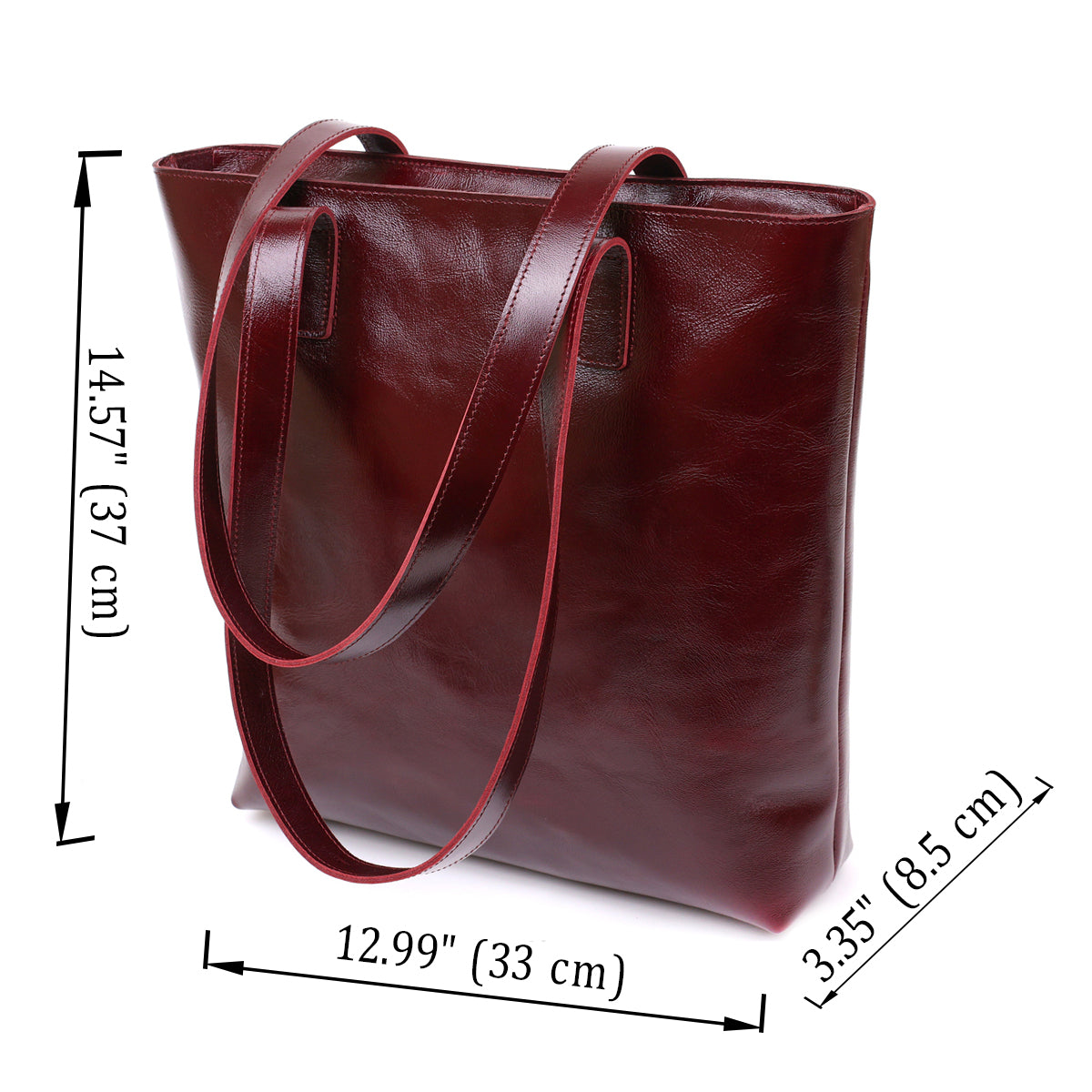 Stylish Women's Leather Tote Bag SHVIGEL 16368 Burgundy Natural Leather, Made in Ukraine