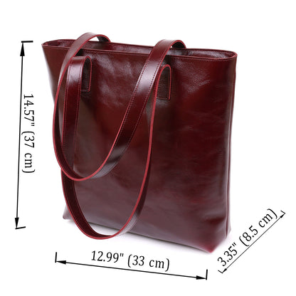 Stylish Women's Leather Tote Bag SHVIGEL 16368 Burgundy Natural Leather, Made in Ukraine