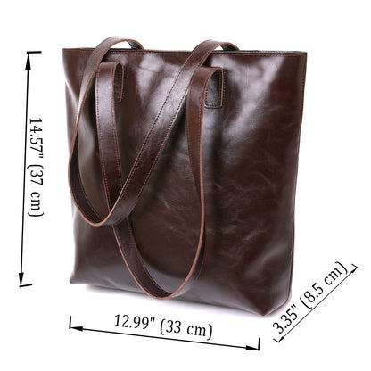 Leather Women's Tote Bag SHVIGEL 16370 Brown Natural Leather Ukrainian Craftsmanship