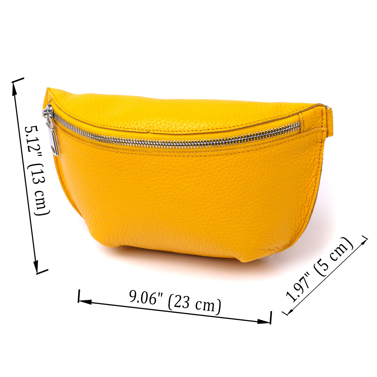 Bright Yellow Women's Leather Banana Bag SHVIGEL 16377 - Natural Leather, Ukraine