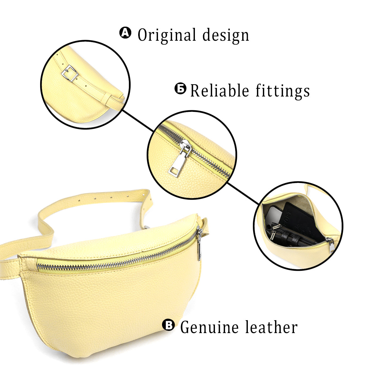 Women's Shoulder Bag SHVIGEL 16378 Natural Leather Lemon Color Stylish Design