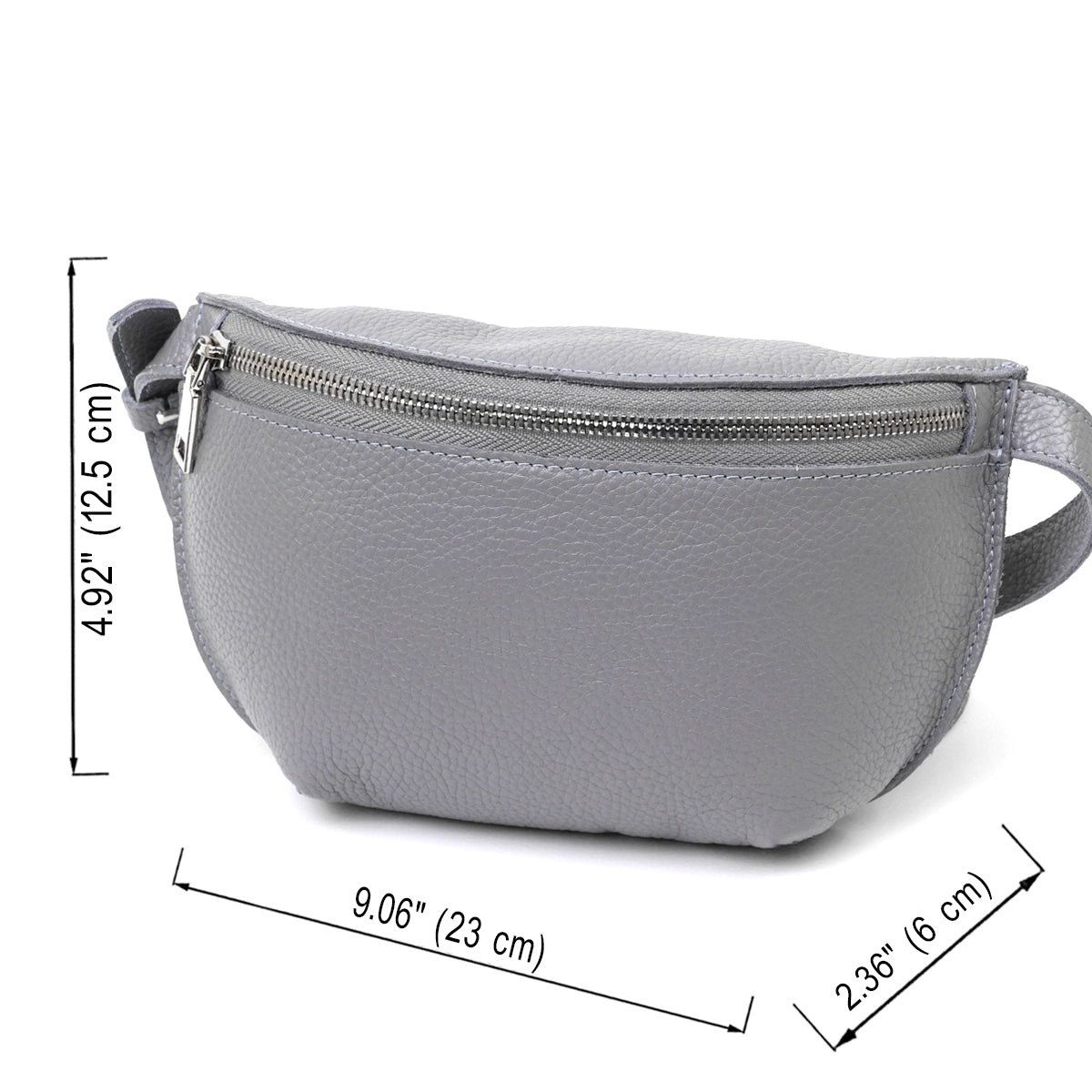 Original Women's Leather Banana Bag SHVIGEL 16379 Grey Natural Leather Stylish Design