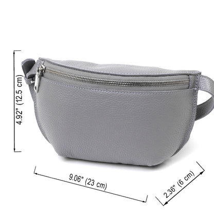Original Women's Leather Banana Bag SHVIGEL 16379 Grey Natural Leather Stylish Design