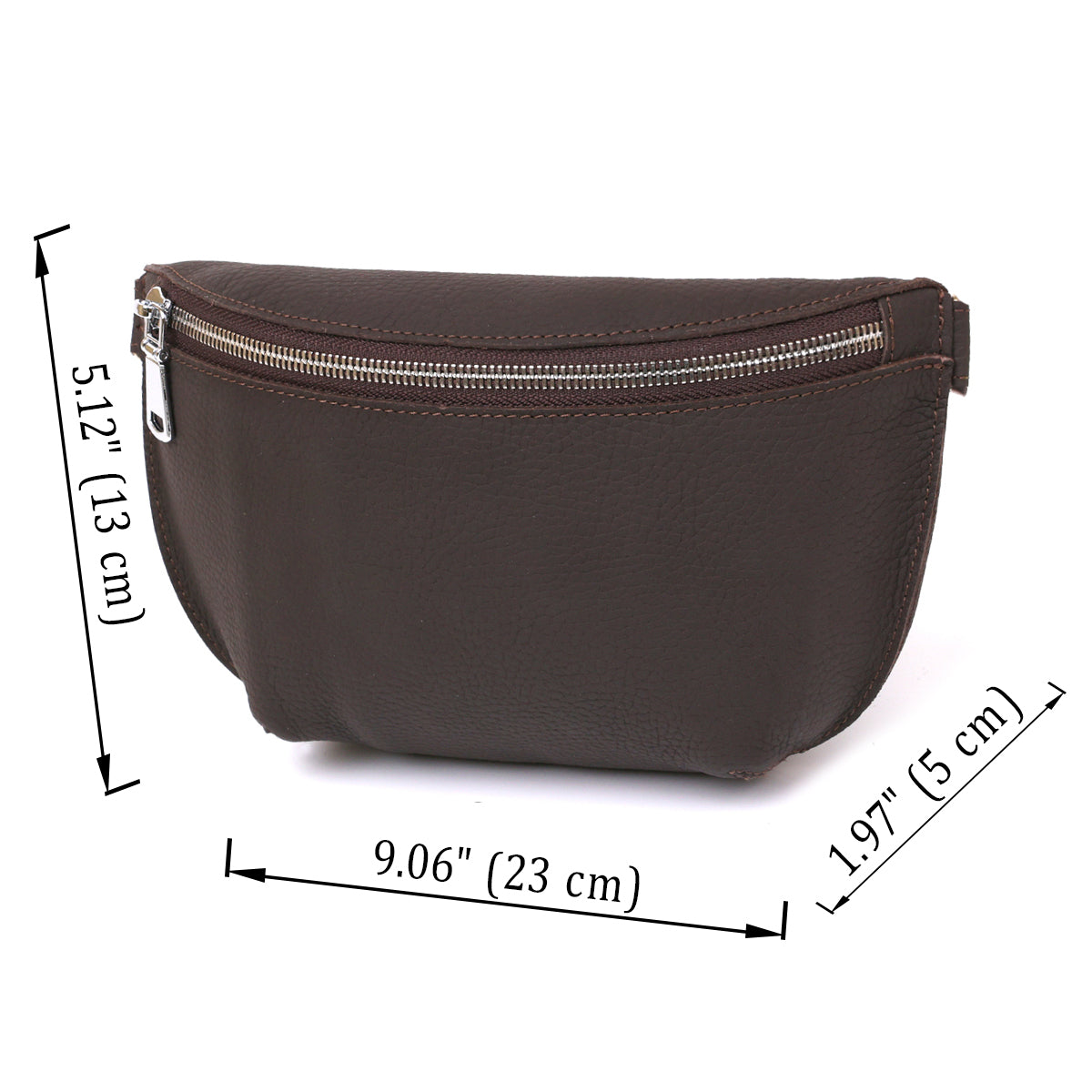 Leather Matte Banana Bag SHVIGEL 16381 Brown Handmade from Natural Leather