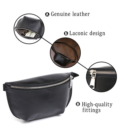 Leather Universal Women's Fanny Pack SHVIGEL 16383 Black Genuine Leather