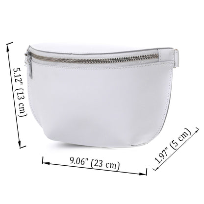 Leather Women's Banana Bag SHVIGEL 16384 White Natural Leather Design