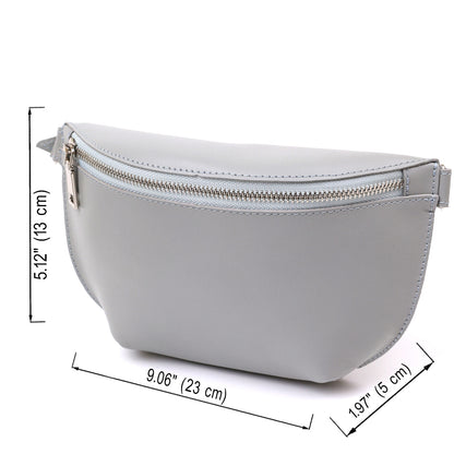 Women's Banana Bag SHVIGEL 16389 Grey Genuine Leather Crafted in Ukraine