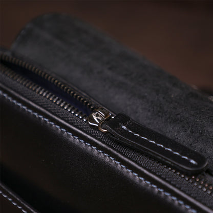 Men's Leather Clutch SHVIGEL 11084 Black Natural Leather Made in Ukraine
