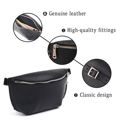 Vintage Women's Waist Bag SHVIGEL 16394 Black Genuine Leather Stylish Design