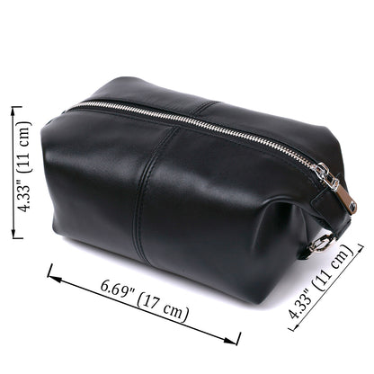 Glossy Cosmetic Bag SHVIGEL 16403 Black Natural Leather for Stylish Looks