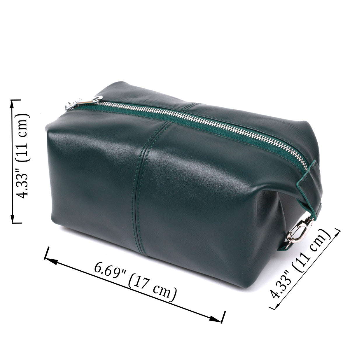 Universal Cosmetic Bag SHVIGEL 16405 Green Natural Leather Practical Design
