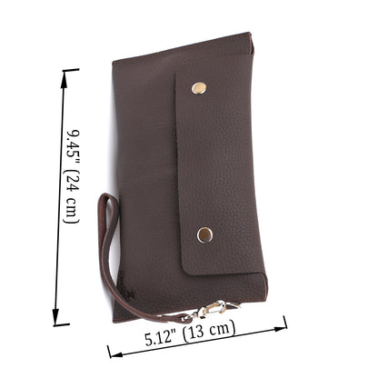 Leather Matte Travel Cosmetic Bag SHVIGEL 16418 Brown Natural Leather Design