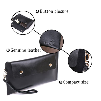 Unisex Leather Travel Cosmetic Bag SHVIGEL 16420 Black Natural Leather, Ukraine