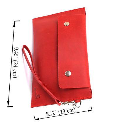 Vintage Leather Travel Cosmetic Bag SHVIGEL 16427 Red Genuine Leather for Women