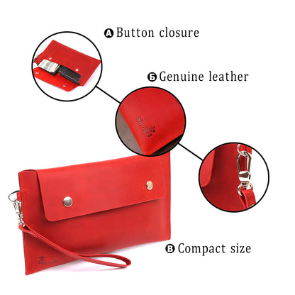 Vintage Leather Travel Cosmetic Bag SHVIGEL 16427 Red Genuine Leather for Women