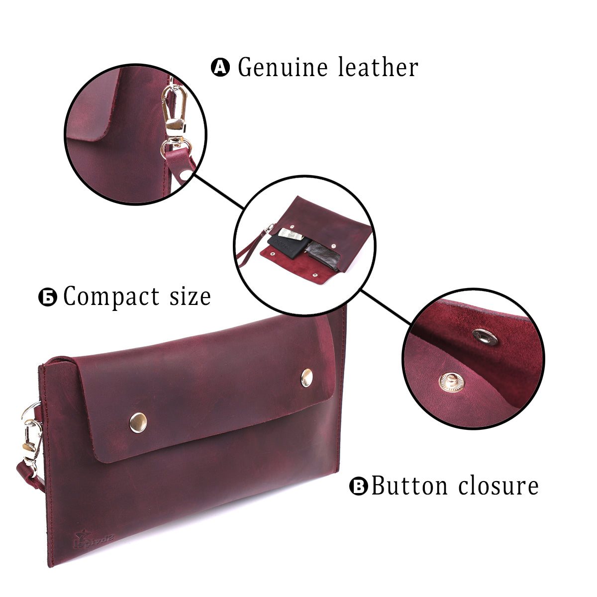 Vintage Women's Travel Cosmetic Bag SHVIGEL 16429 Burgundy Natural Leather