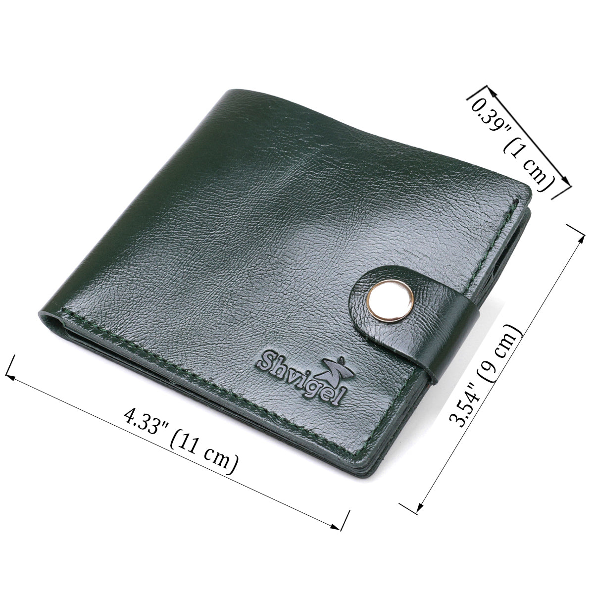 Stylish Small Leather Wallet SHVIGEL 16441 Green Made in Ukraine Natural Leather