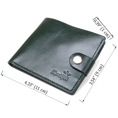 Stylish Small Leather Wallet SHVIGEL 16441 Green Made in Ukraine Natural Leather