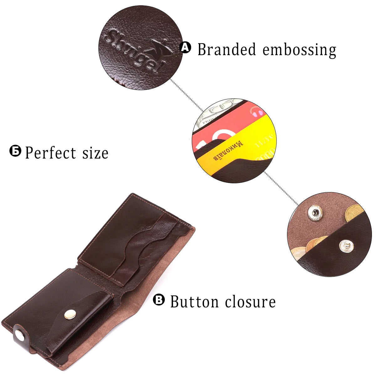 Leather Men's Wallet SHVIGEL 16443 Brown Natural Leather Handmade from Ukraine