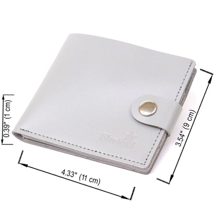Small Leather Wallet SHVIGEL 16451 Gray Natural Leather Made in Ukraine
