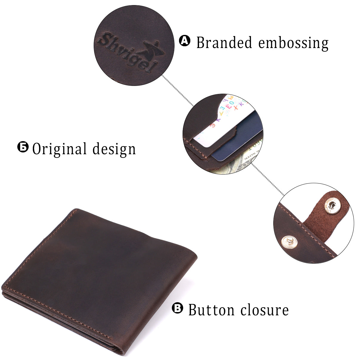 Matte Vintage Men's Wallet SHVIGEL 16454 Brown Genuine Leather Made in Ukraine