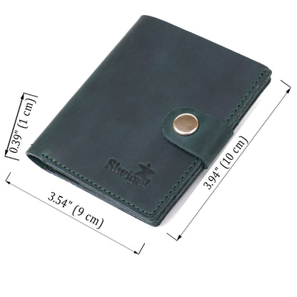 Compact Vintage Wallet SHVIGEL 16456 Green Genuine Leather from Ukraine