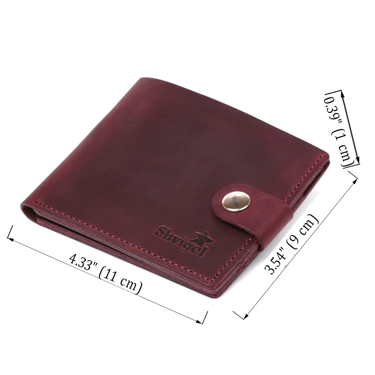 Vintage Women's Wallet SHVIGEL 16457 Burgundy Natural Leather Made in Ukraine