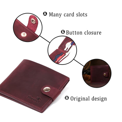 Vintage Women's Wallet SHVIGEL 16457 Burgundy Natural Leather Made in Ukraine