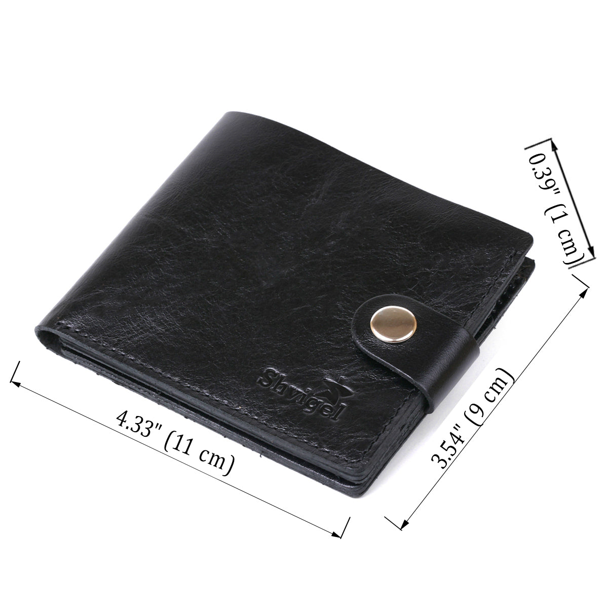 Men's Slim Leather Wallet SHVIGEL 16460 Black Genuine Leather, Ukraine Made