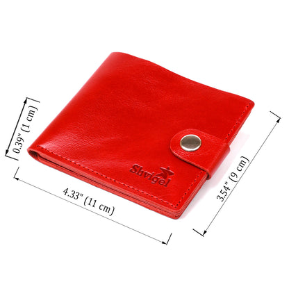 Small Leather Wallet for Women by SHVIGEL 16461 Red, Made from Natural Leather, Ukraine