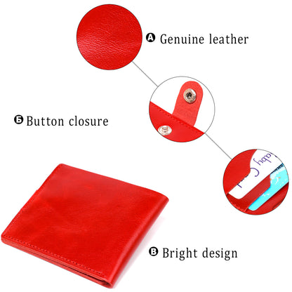 Small Leather Wallet for Women by SHVIGEL 16461 Red, Made from Natural Leather, Ukraine
