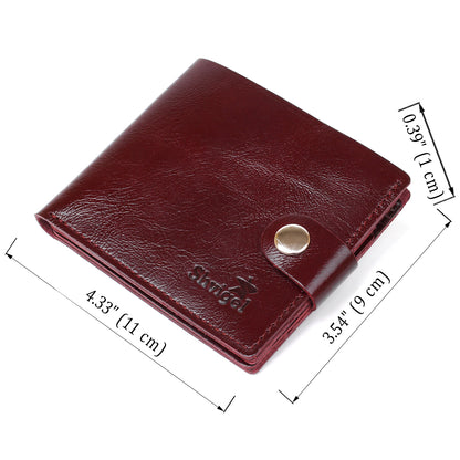 Glossy Leather Wallet for Women by SHVIGEL, Article 16463, Cherry Red, Genuine Leather
