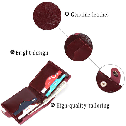 Glossy Leather Wallet for Women by SHVIGEL, Article 16463, Cherry Red, Genuine Leather