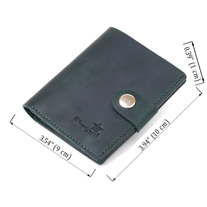 Unisex Mat Wallet SHVIGEL 16477 Green Natural Leather from Ukraine