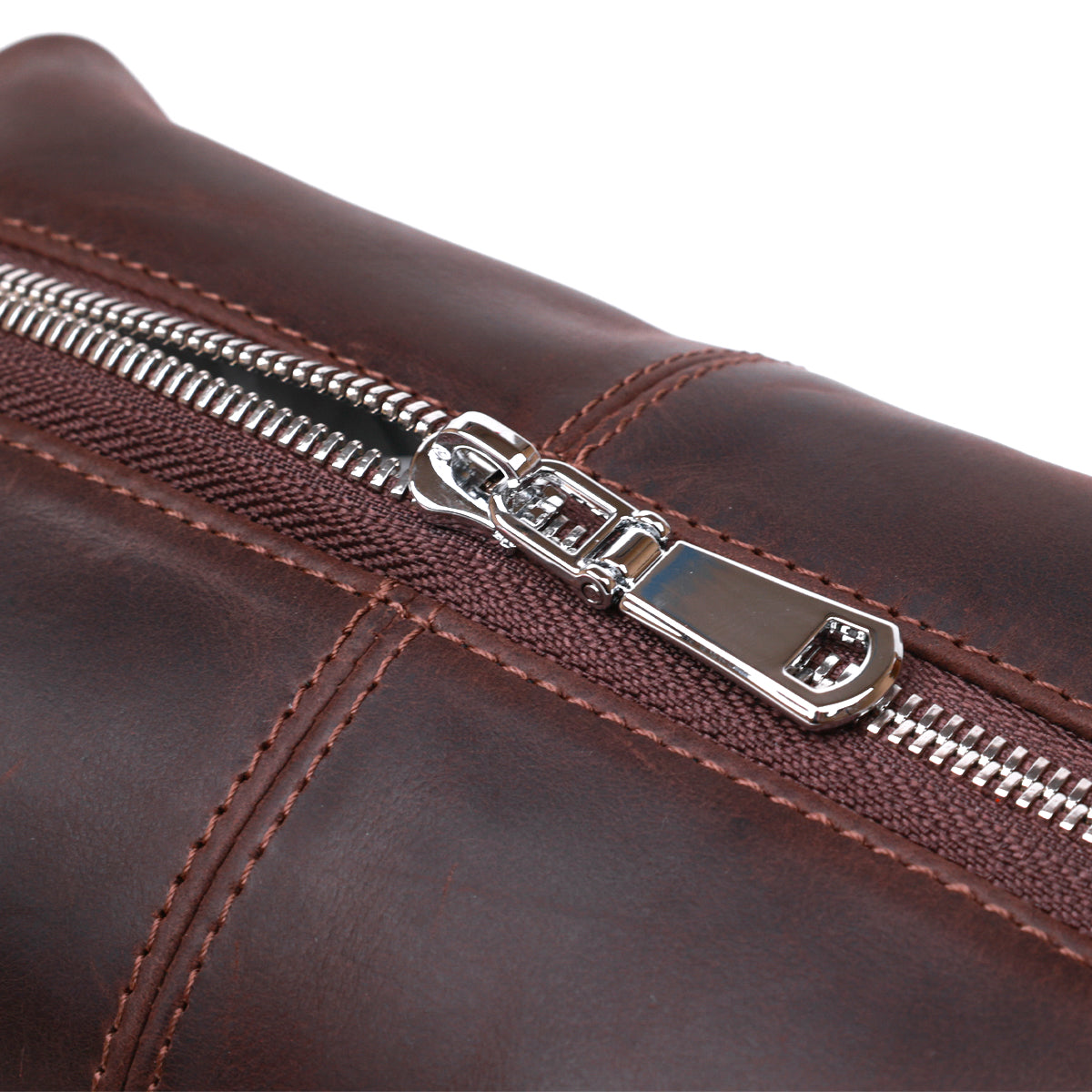 Vintage Leather Cosmetic Bag SHVIGEL 16398 Brown - Natural Leather, Made in Ukraine