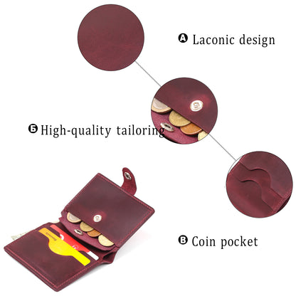Matte Leather Women's Wallet SHVIGEL 16478 Cherry Red Natural Leather