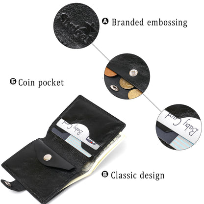 Men's Glossy Leather Wallet SHVIGEL 16481 Black - Natural Leather Craftsmanship